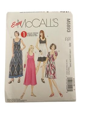 McCall's M5893 Easy Dress High Waist Pattern Plus Sizes 18-24 New Princess Maxi